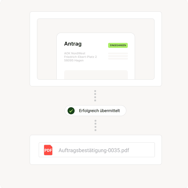 Erfolgreiche Antragsübermittlung mit PDF-Download