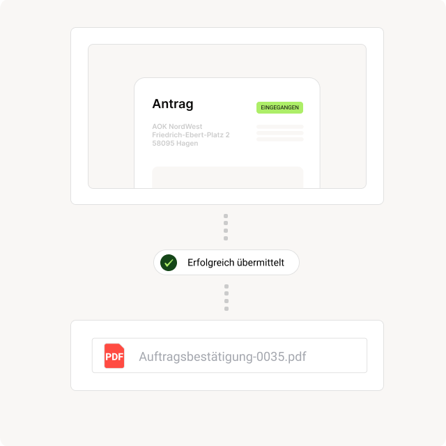 Erfolgreiche Antragsübermittlung mit PDF-Download